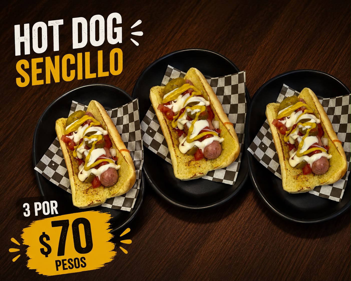 Hot-Dog Sencillo 3 X $70